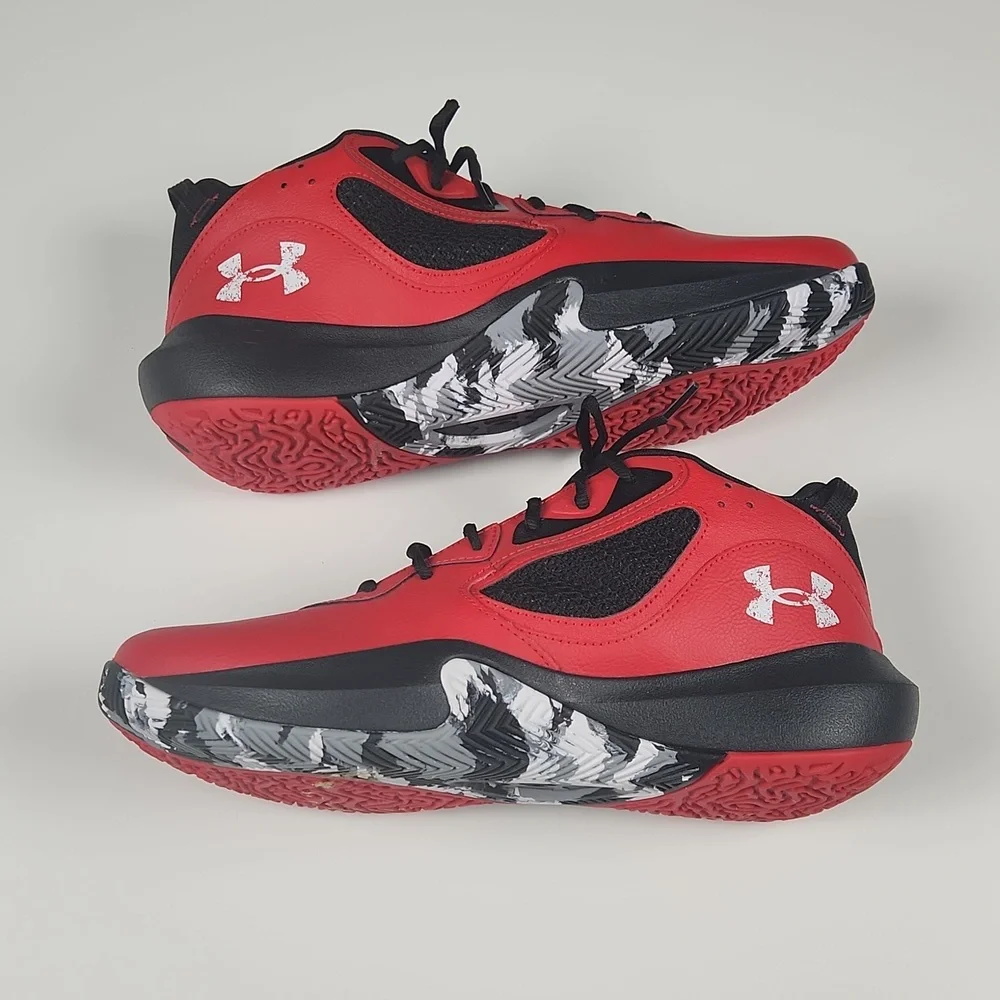 Under Armour- Men's Lockdown 6 Basketball Sneakers- Red/Black - Size 12.5